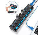 Hub USB 2.0 com 7 Portas – Extensor Régua para PC/Notebook