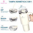 O Copo Térmico Portátil ROMANTIC CROWN 1200ml Inox com Tampa e Canudo