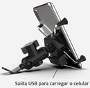 Suporte de Celular para Moto com Carregador USB – Articulado em Alumínio (Garra Aranha)