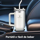 O Copo Térmico Portátil ROMANTIC CROWN 1200ml Inox com Tampa e Canudo