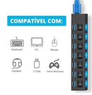 Hub USB 2.0 com 7 Portas – Extensor Régua para PC/Notebook