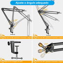 Braço Articulado Profissional para Microfone de Mesa – Ajustável para Podcast e Gravação