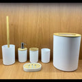 Kit Completo para Banheiro 6 Peças com Detalhes em Bambu – Organização e Elegância