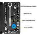 Jogo de Soquetes 1/4" com 40 Peças – Kit Completo para Reparos e Manutenção