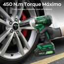 Chave de Impacto Elétrica Sem Fio 21V 450Nm com Motor Brushless, 2 Baterias e Maleta