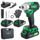 Chave de Impacto Elétrica Sem Fio 21V 450Nm com Motor Brushless, 2 Baterias e Maleta