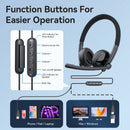 Headset com Fio USB EMEET Wired Headset com Microfone – Cancelamento de Ruído ENC para Escritório