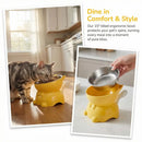 Comedouro Elevado para Gatos em Aço Inoxidável – Tigela Inclinada com Suporte de Orelhinhas
